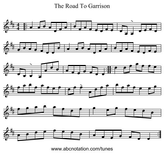 The Road To Garrison - staff notation