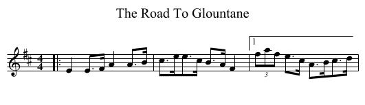 The Road To Glountane - staff notation