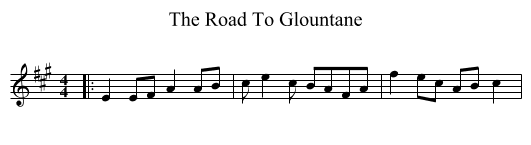 The Road To Glountane - staff notation