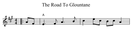 The Road To Glountane - staff notation