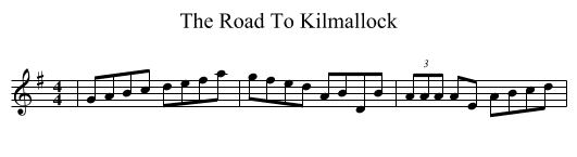 The Road To Kilmallock - staff notation