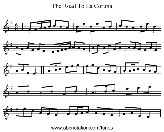 The Road To La Coruna - staff notation