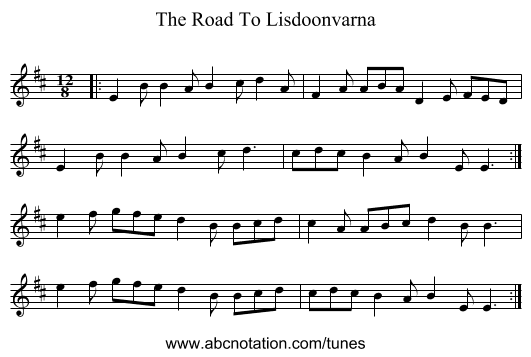 The Road To Lisdoonvarna - staff notation