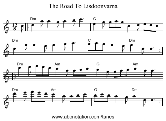 The Road To Lisdoonvarna - staff notation
