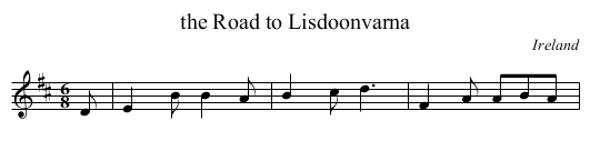 the Road to Lisdoonvarna - staff notation