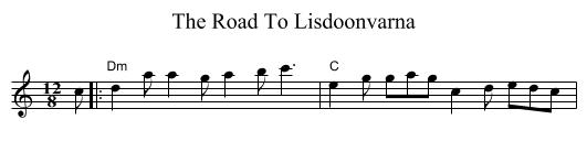 The Road To Lisdoonvarna - staff notation
