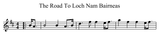 The Road To Loch Nam Bairneas - staff notation