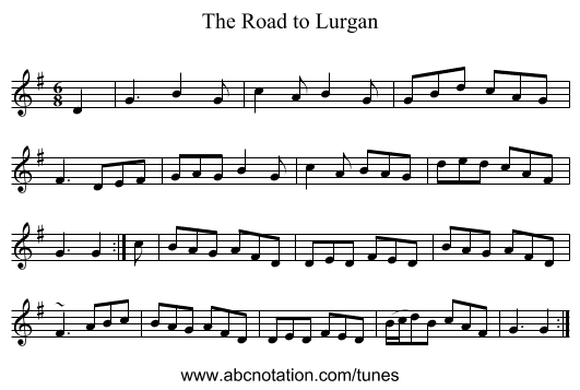 The Road to Lurgan - staff notation