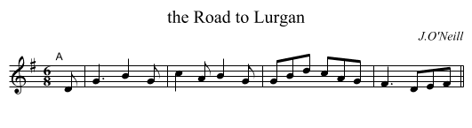 the Road to Lurgan - staff notation