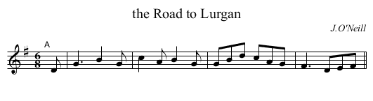 the Road to Lurgan - staff notation