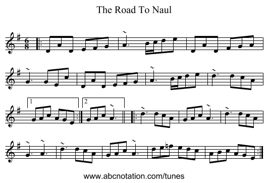 The Road To Naul - staff notation