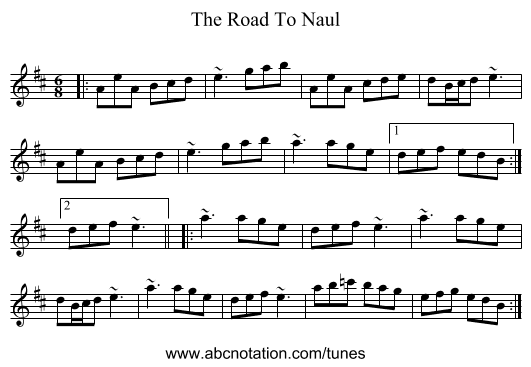 The Road To Naul - staff notation