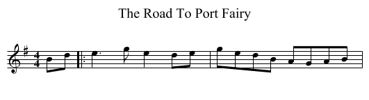 The Road To Port Fairy - staff notation