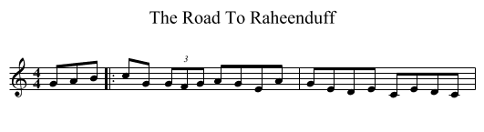 The Road To Raheenduff - staff notation