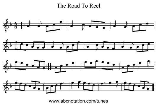The Road To Reel - staff notation