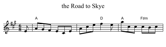 the Road to Skye - staff notation