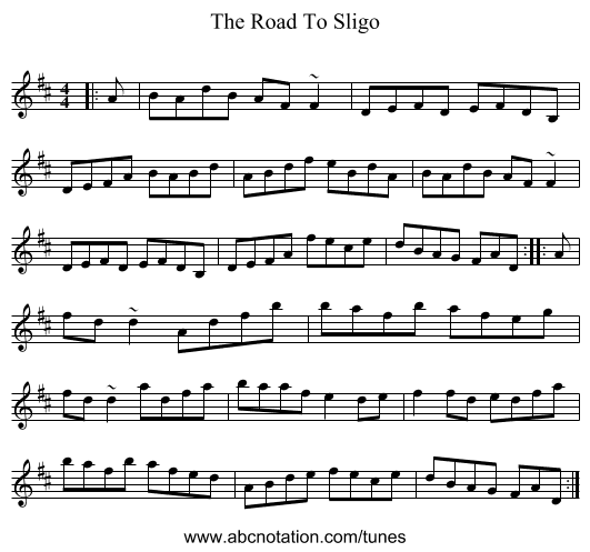 The Road To Sligo - staff notation