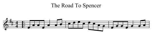 The Road To Spencer - staff notation