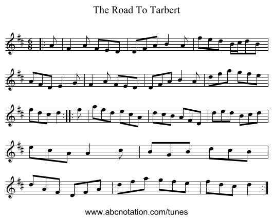 The Road To Tarbert - staff notation