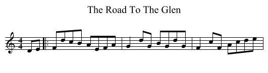 The Road To The Glen - staff notation