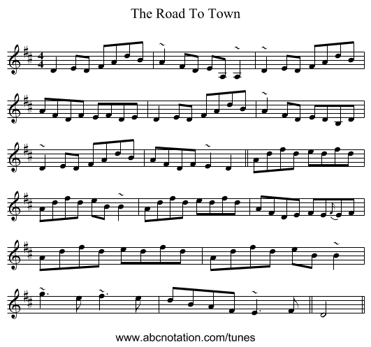 The Road To Town - staff notation