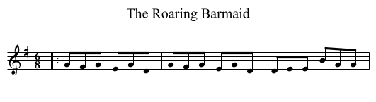The Roaring Barmaid - staff notation