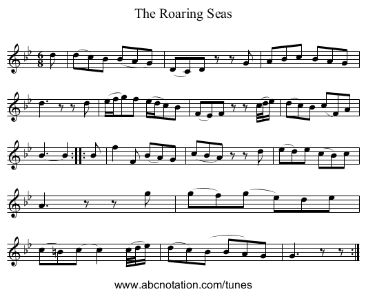 The Roaring Seas - staff notation