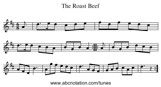 The Roast Beef - staff notation