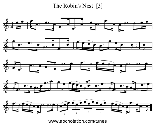 The Robin's Nest  [3] - staff notation