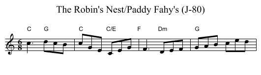The Robin's Nest/Paddy Fahy's (J-80) - staff notation