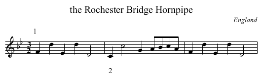 the Rochester Bridge Hornpipe - staff notation