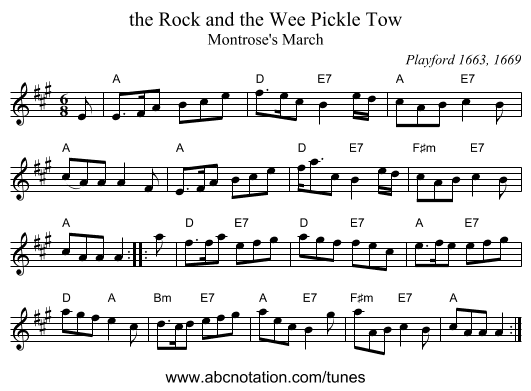 the Rock and the Wee Pickle Tow - staff notation