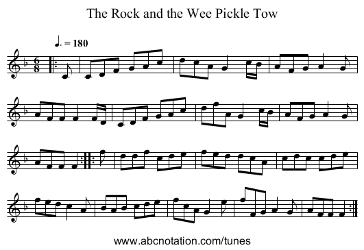 The Rock and the Wee Pickle Tow - staff notation