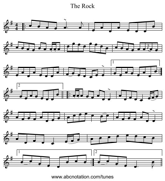 The Rock - staff notation