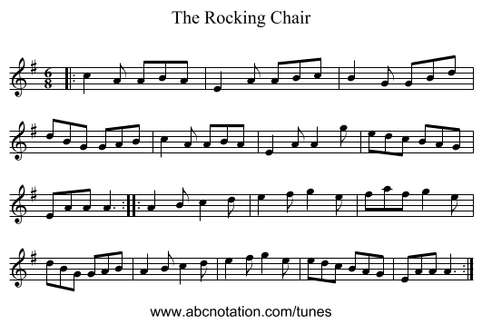 The Rocking Chair - staff notation