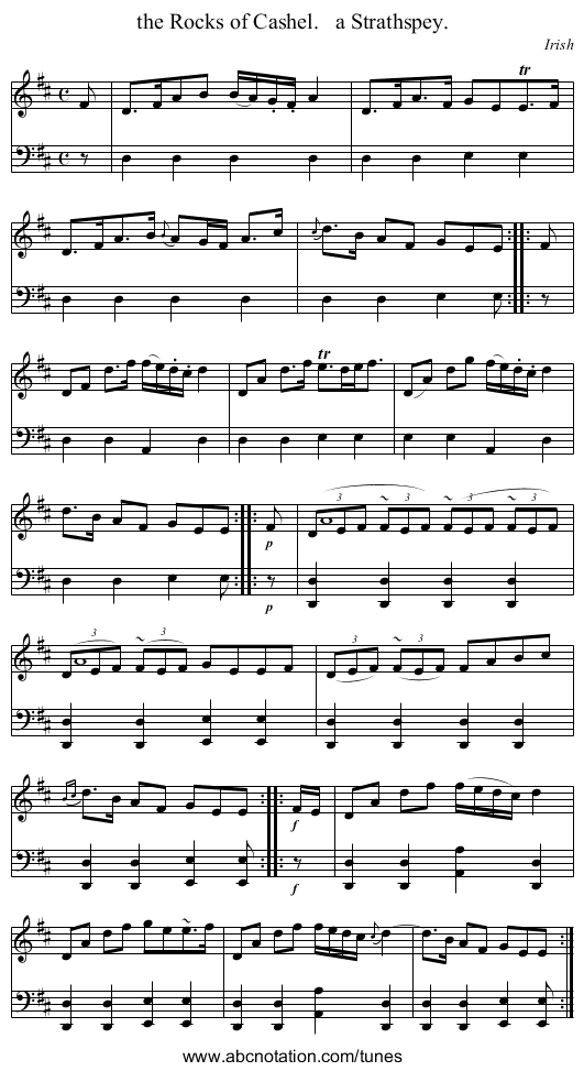 the Rocks of Cashel.   a Strathspey. - staff notation