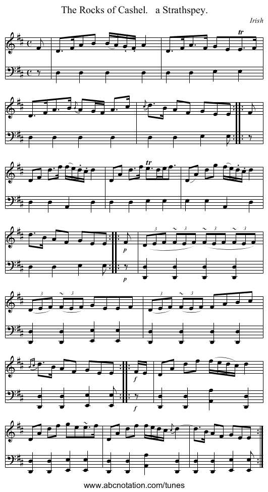 The Rocks of Cashel.   a Strathspey. - staff notation