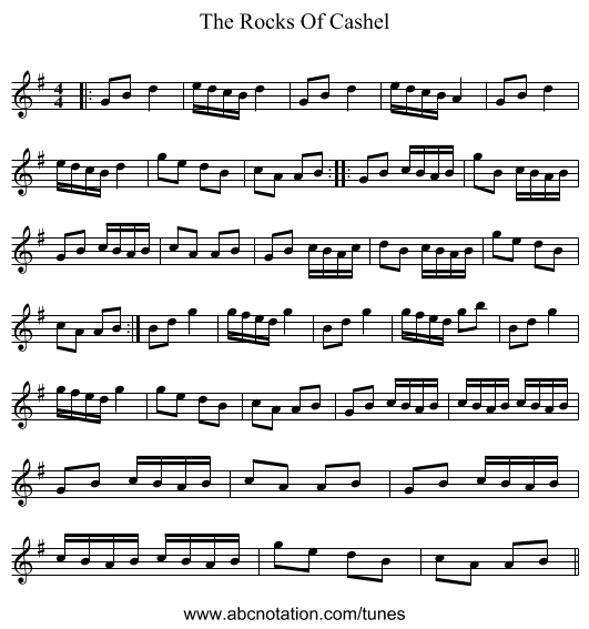 The Rocks Of Cashel - staff notation