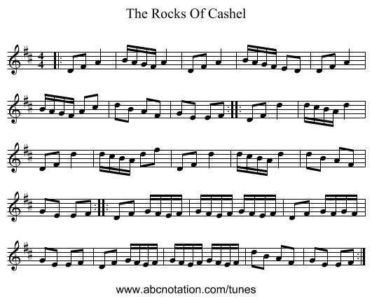The Rocks Of Cashel - staff notation
