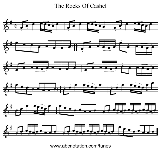 The Rocks Of Cashel - staff notation