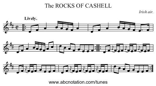 The ROCKS OF CASHELL - staff notation
