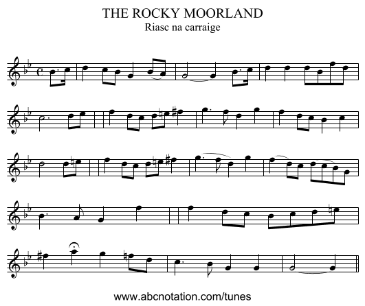 THE ROCKY MOORLAND - staff notation
