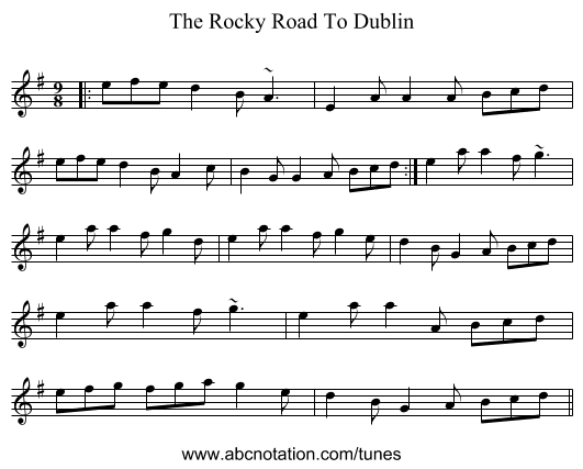 The Rocky Road To Dublin - staff notation