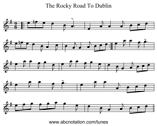 The Rocky Road To Dublin - staff notation