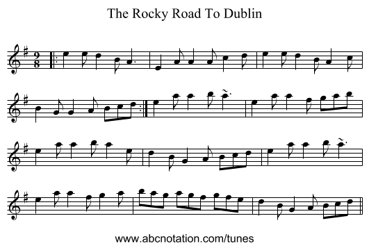 The Rocky Road To Dublin - staff notation
