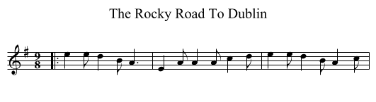The Rocky Road To Dublin - staff notation