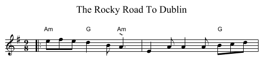 The Rocky Road To Dublin - staff notation