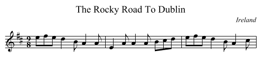 The Rocky Road To Dublin - staff notation