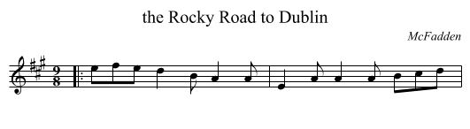 the Rocky Road to Dublin - staff notation