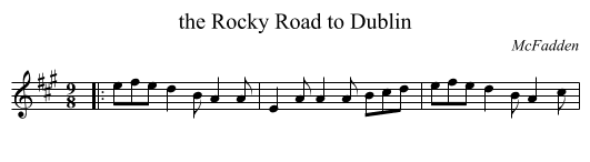 the Rocky Road to Dublin - staff notation